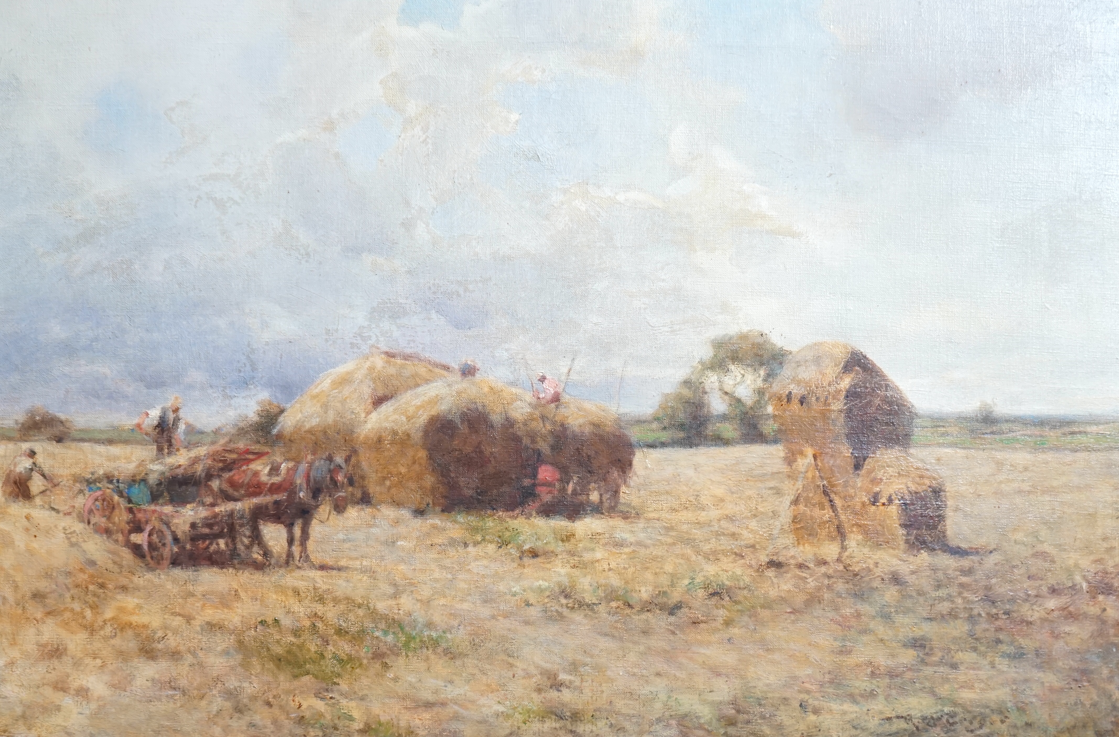 Robert McGregor R.S.A. (Scottish, 1847-1922), 'Stacking corn', oil on canvas, 45 x 67cm